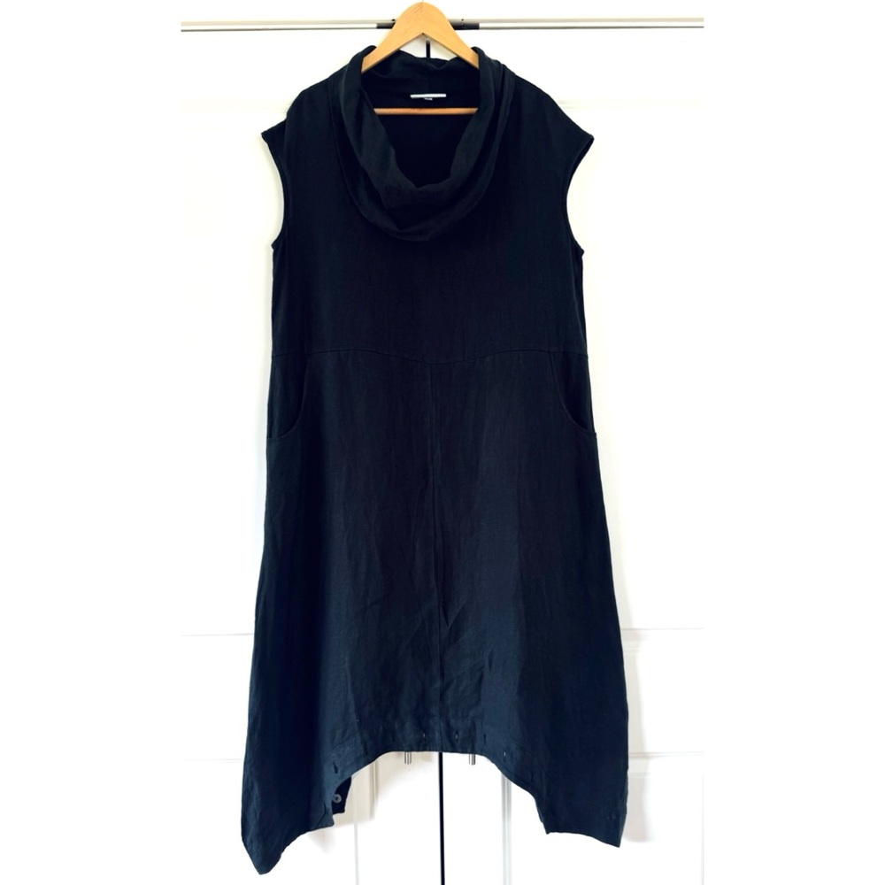 Bryn Walker Linen Atticus Romper Jumper Dress Black Lagenlook Jumpsuit Tunic S